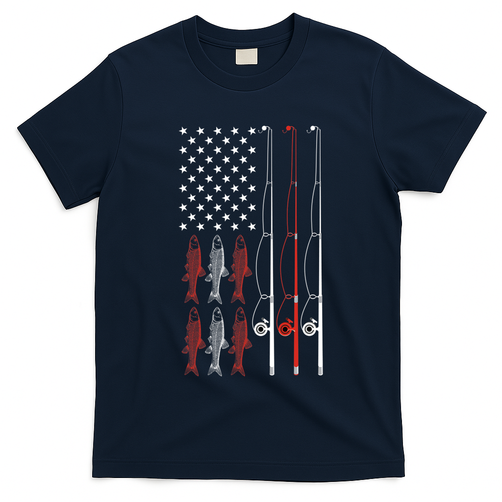 USA Flag Fishing Dad Grandpa Vintage Fishing Dad T-Shirt