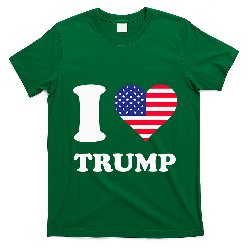 Usa Flags Heart I Love Trump T-Shirt - Irish Green