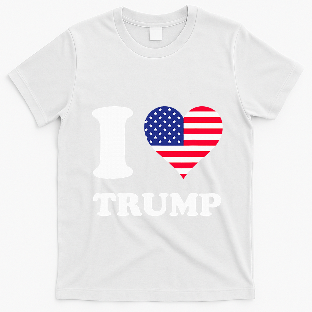 Usa Flags Heart I Love Trump T-Shirt - White