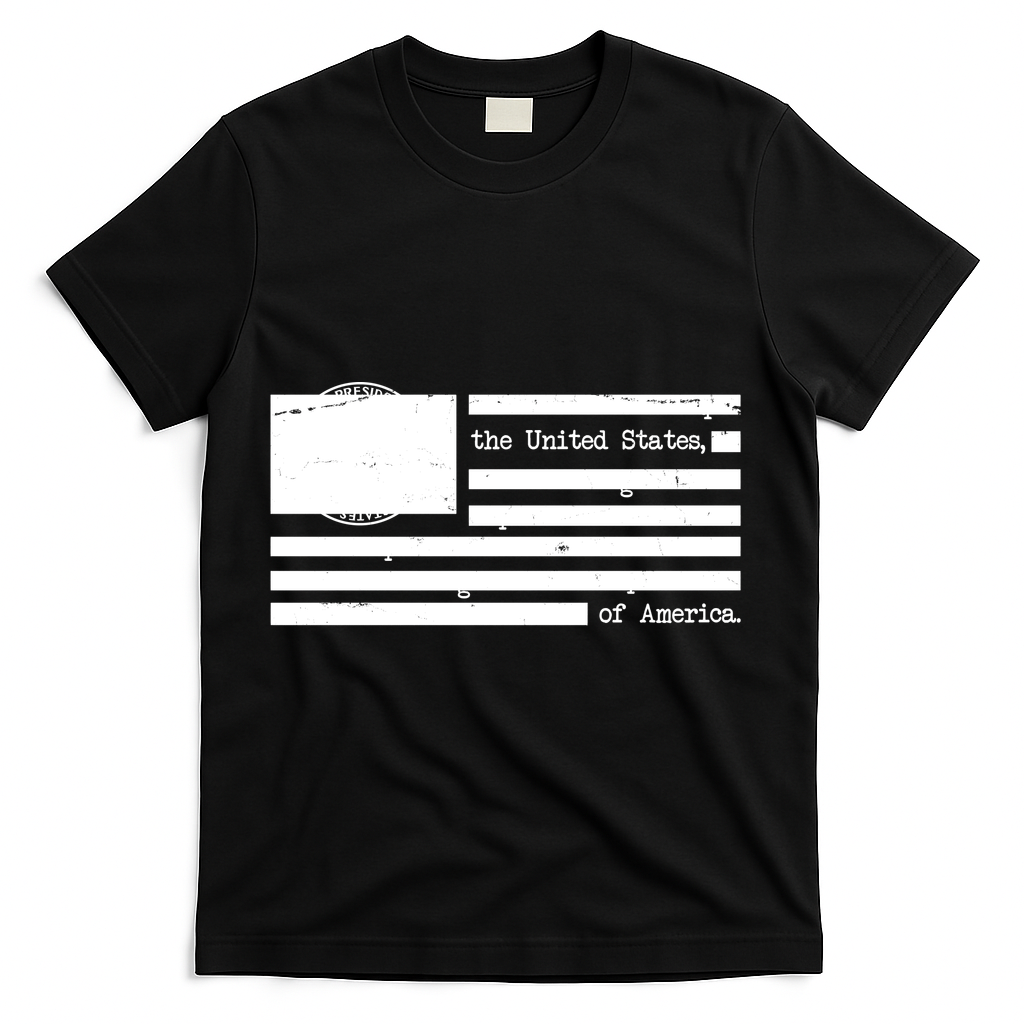 USA Flag Redacted Sarcastic United States Of America T-Shirt - Black
