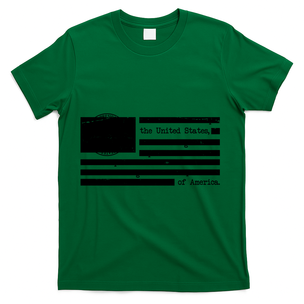 USA Flag Redacted Sarcastic United States Of America T-Shirt - Green