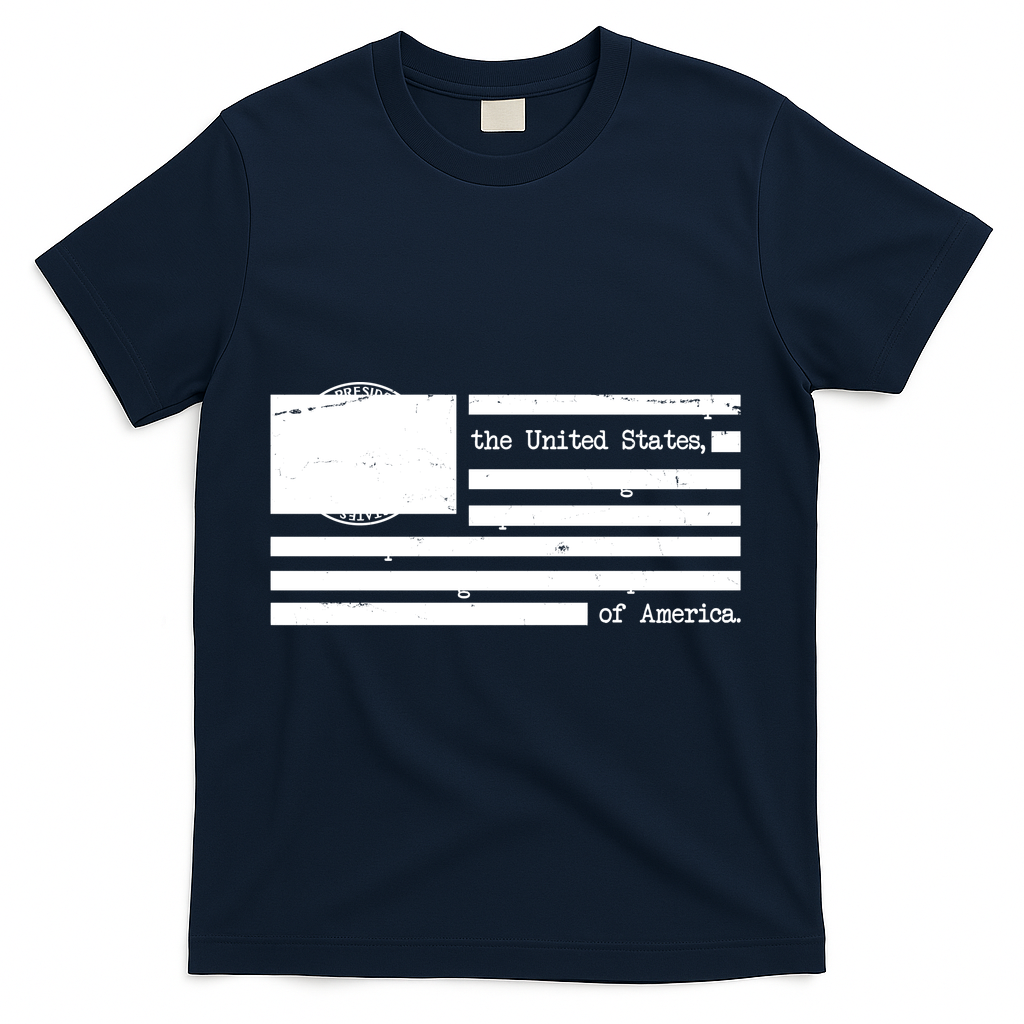USA Flag Redacted Sarcastic United States Of America T-Shirt - Navy