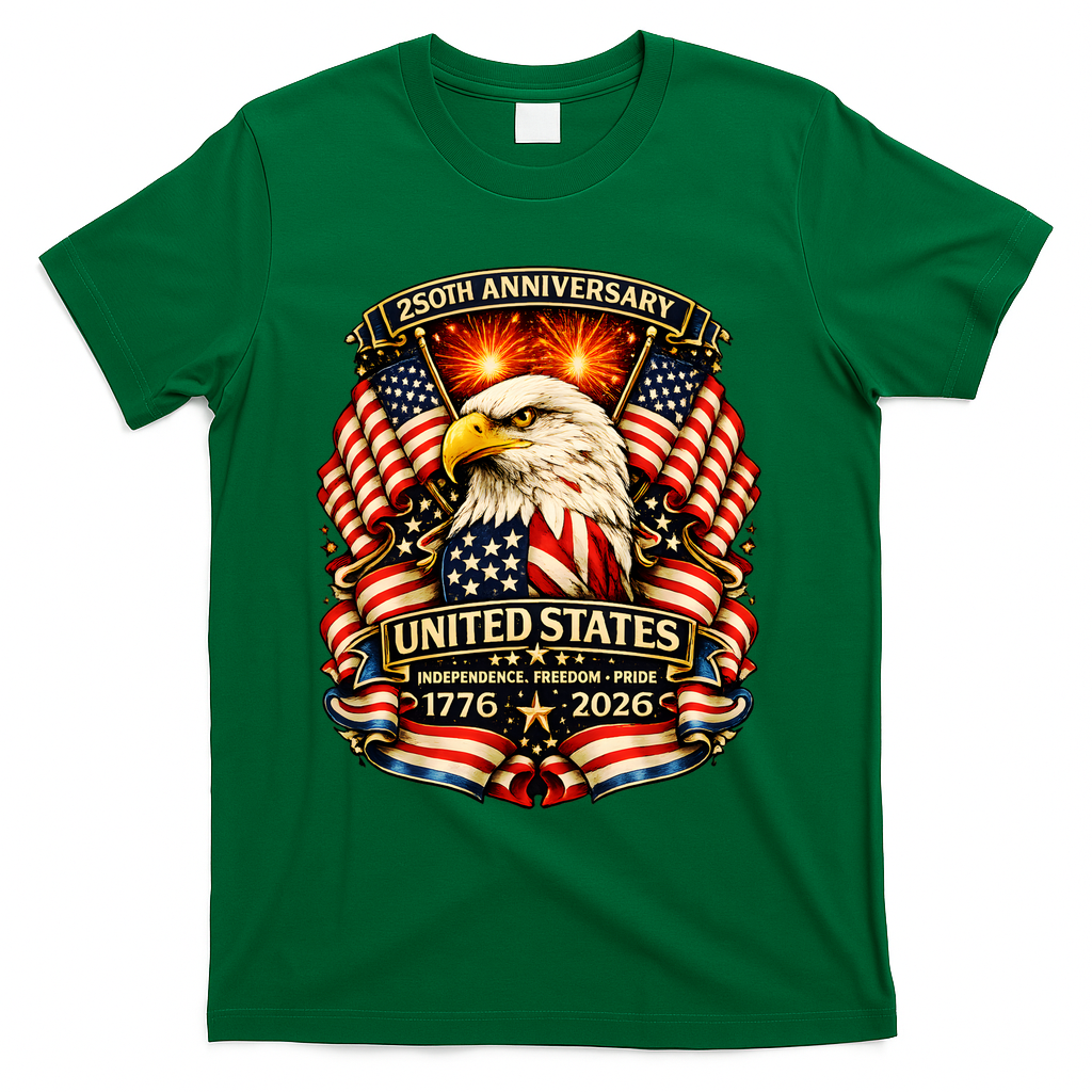 USA Independence 250th Anniversary 1776 2026 T-Shirt - Green