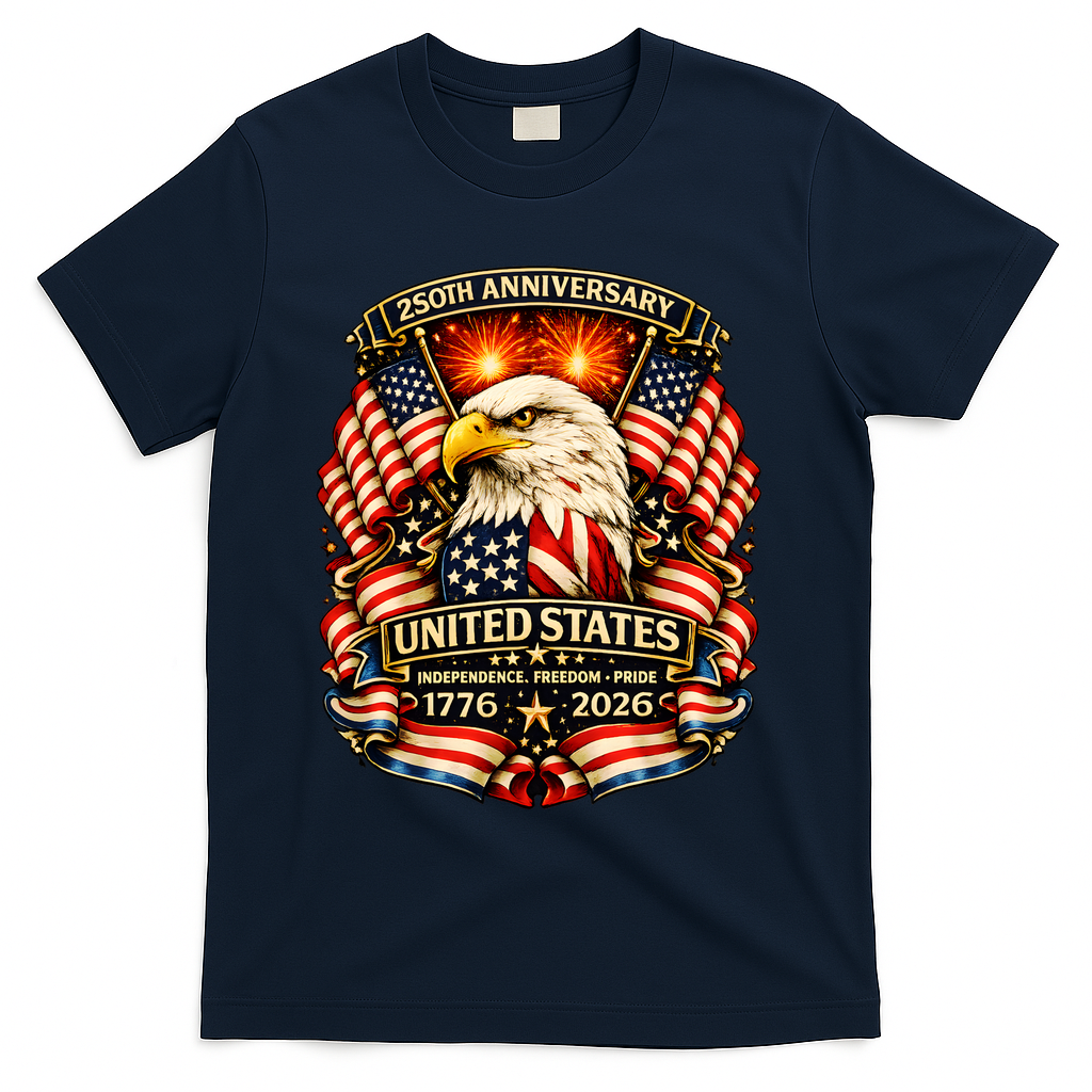 USA Independence 250th Anniversary 1776 2026 T-Shirt - Navy