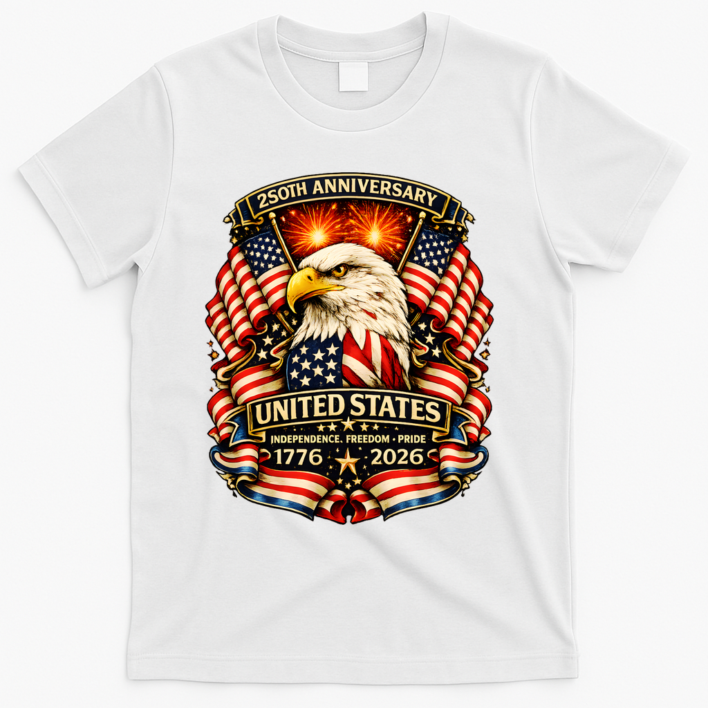 USA Independence 250th Anniversary 1776 2026 T-Shirt - White