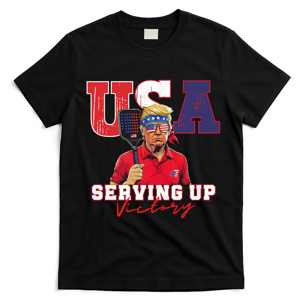 Usa Pickleball Champ Patriotic Trump & Pickleball T-Shirt - Black