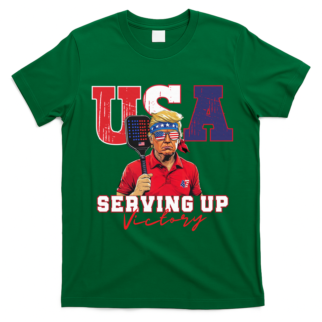 Usa Pickleball Champ Patriotic Trump & Pickleball T-Shirt - Irish Green