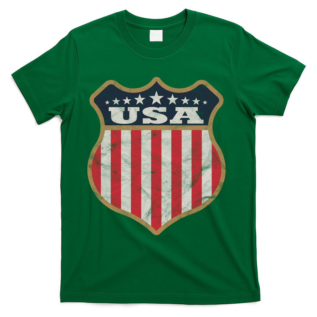 USA Vintage White Cool USA Flag Vintage T-Shirt - Green