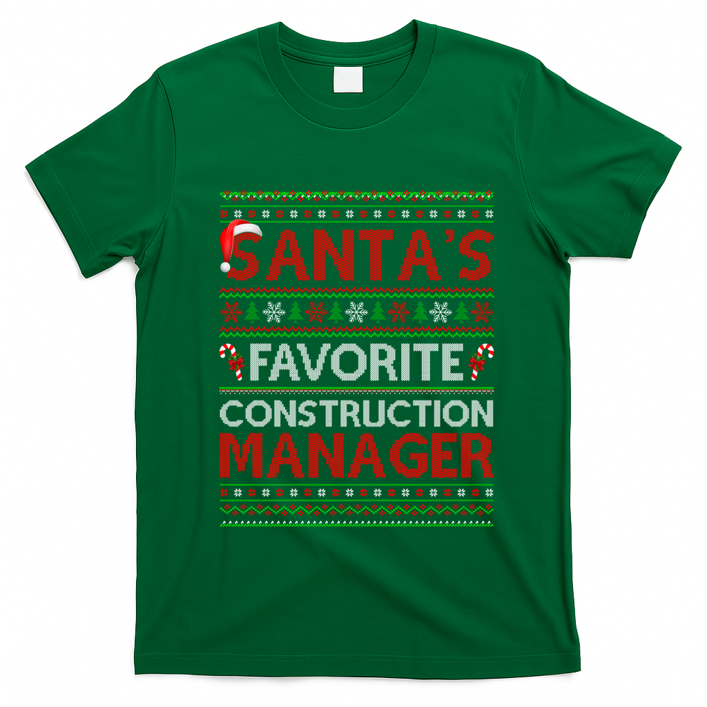 Ugly Xmas SantaS Favorite Construction Ager Christmas Gift T-Shirt - Irish Green