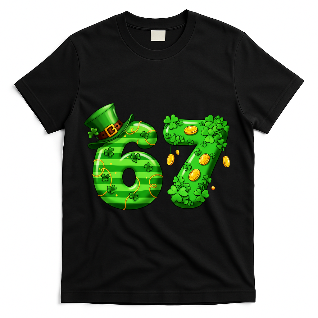 Viral 67 St Patrick's Day 6-7 Meme Irish T-Shirt - Black