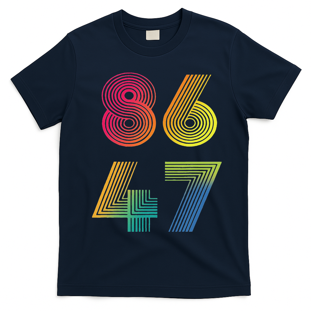 Vintage 86 47 Tie Dye Anti Trump 47 Anti Trump President T-Shirt - Navy Blue