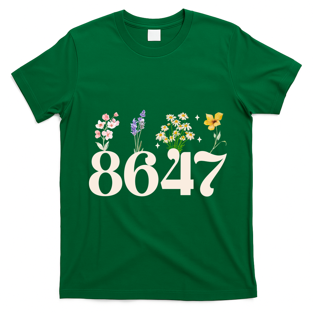Vintage 86 47 Anti-Trump Flower President T-Shirt - Irish Green