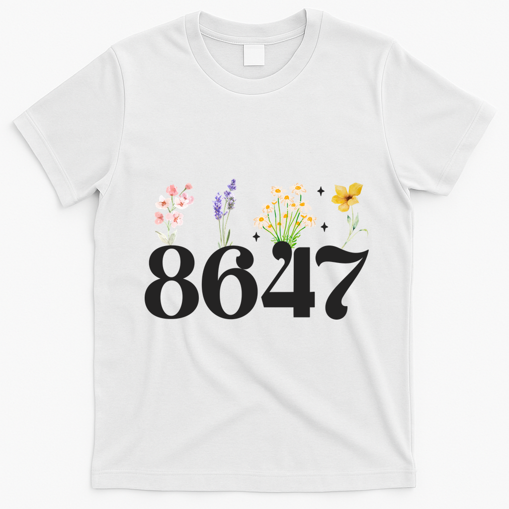 Vintage 86 47 Anti-Trump Flower President T-Shirt - White