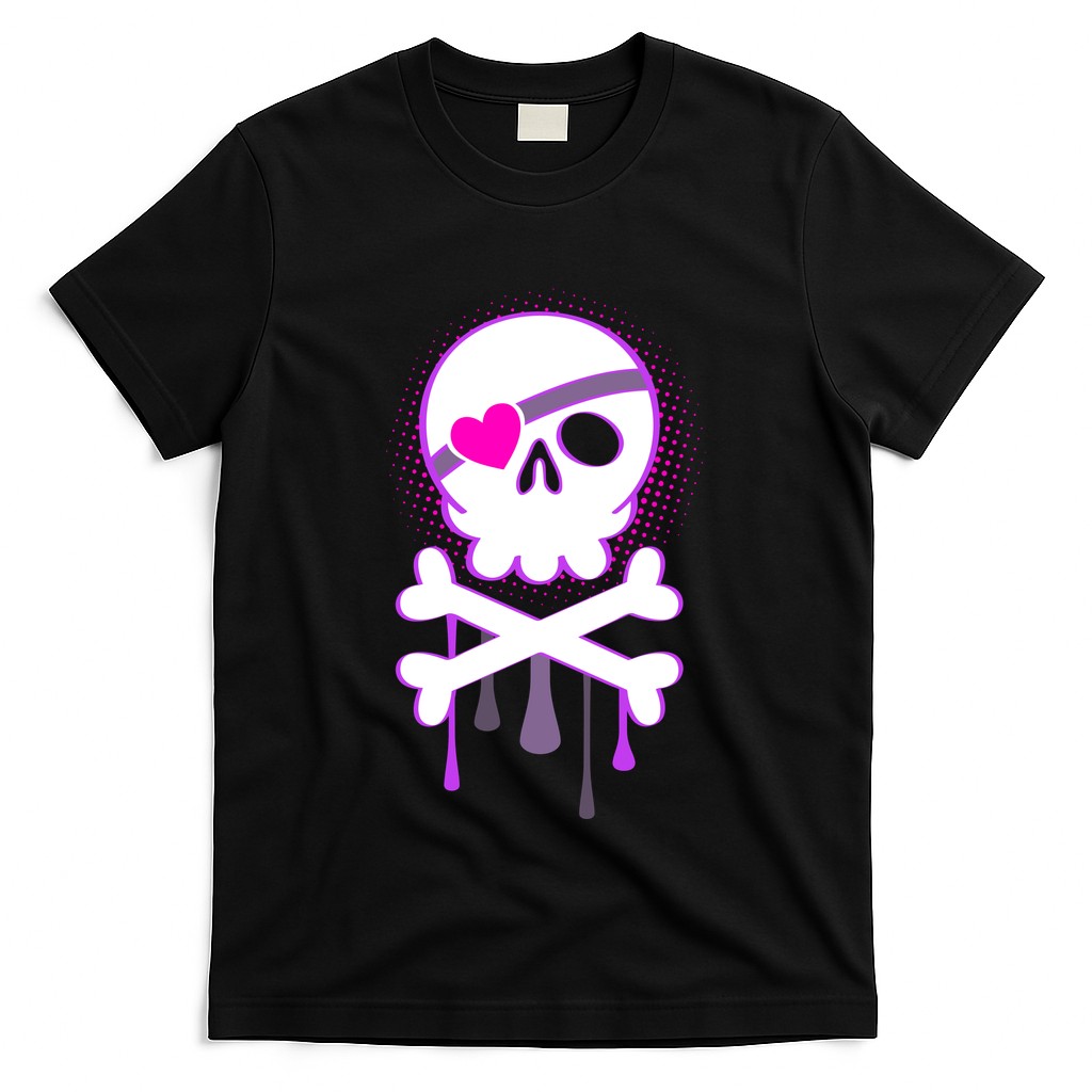 Cute Valentine Skull Eye Patch  T-Shirt