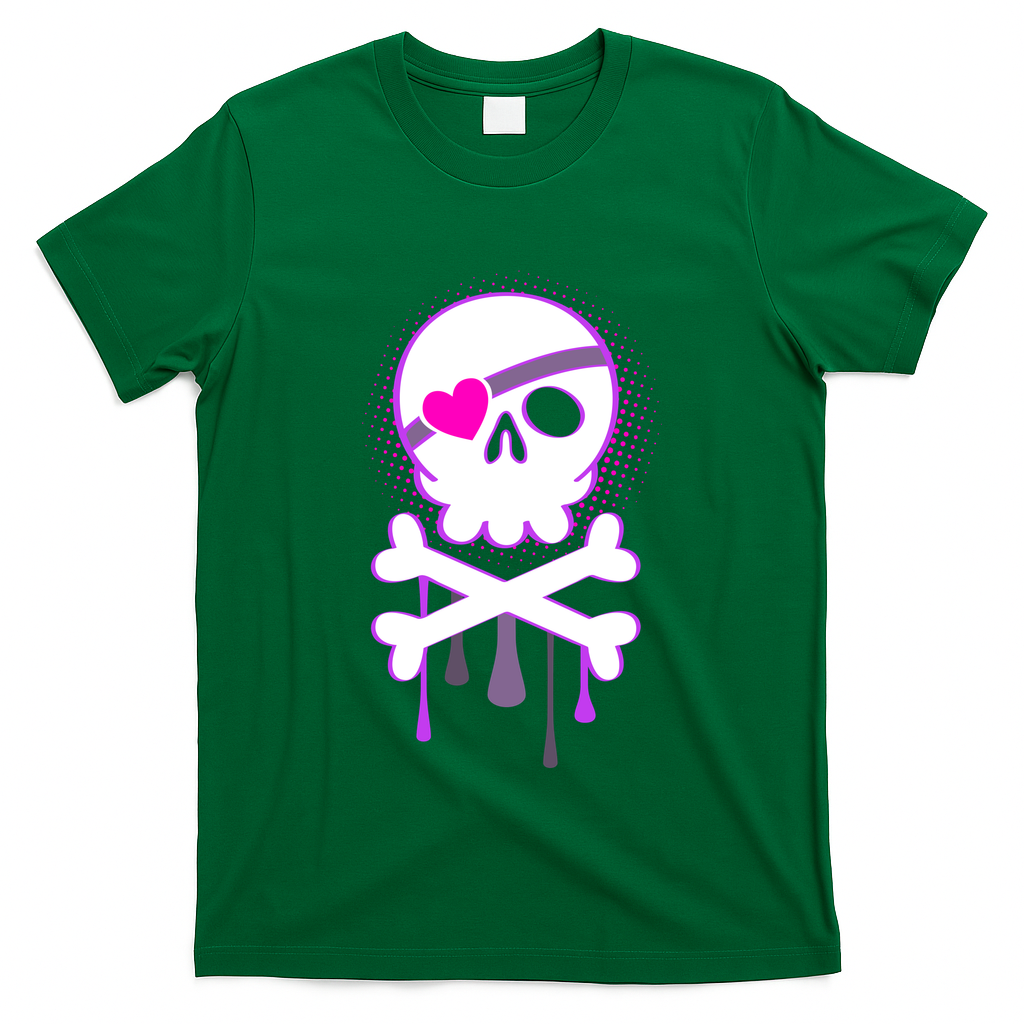 Cute Valentine Skull Eye Patch  T-Shirt