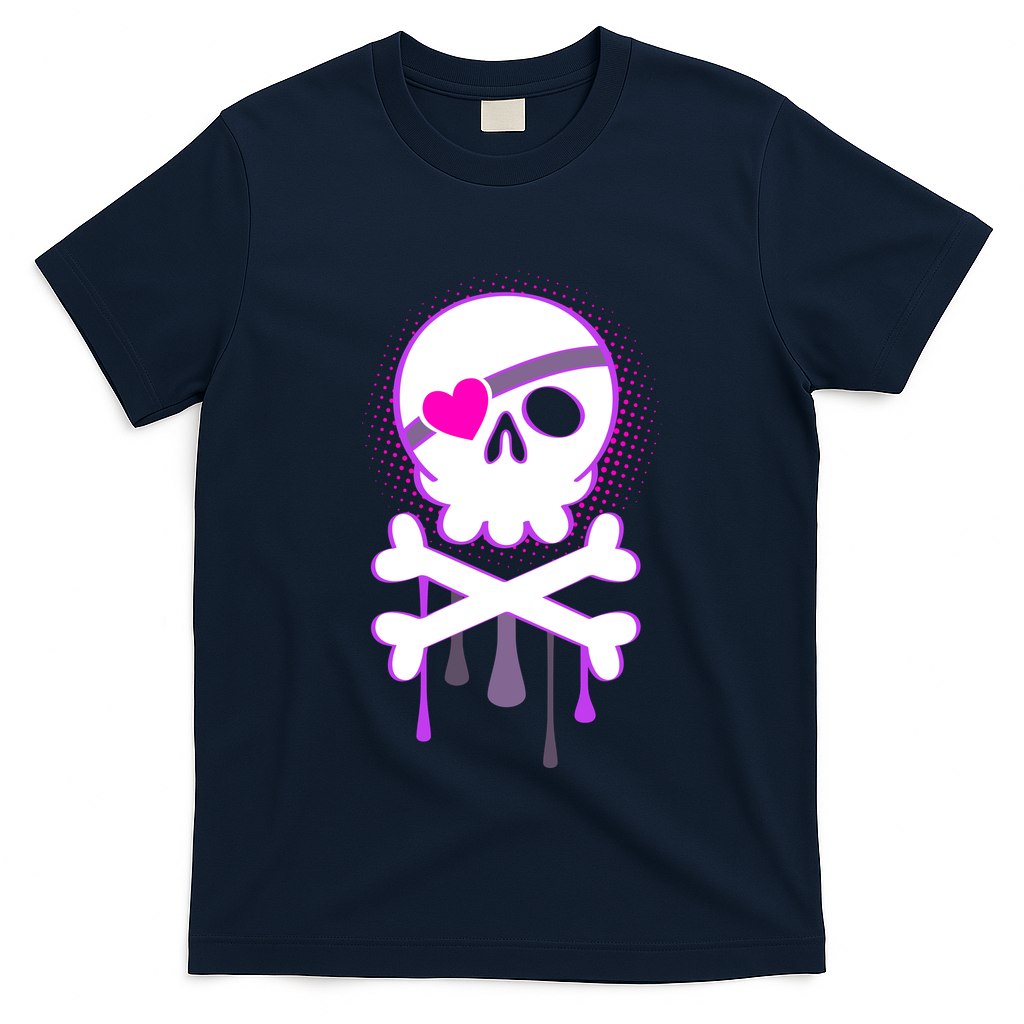 Cute Valentine Skull Eye Patch  T-Shirt