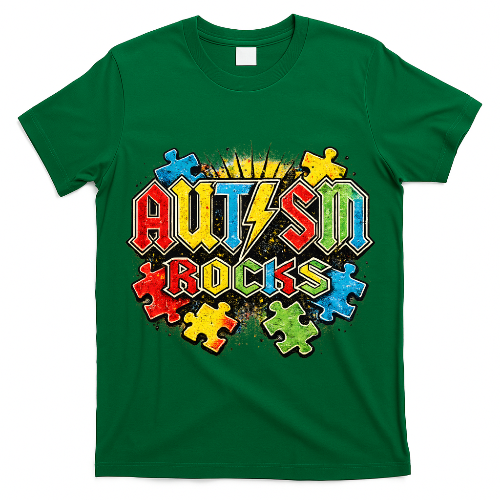 Vintage Autism Rocks Puzzle Pieces T-Shirt