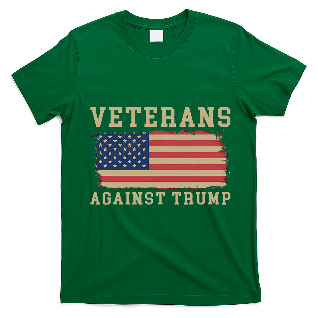 Veterans Against Trump Vintage Usa American Flag Military T-Shirt - Irish Green