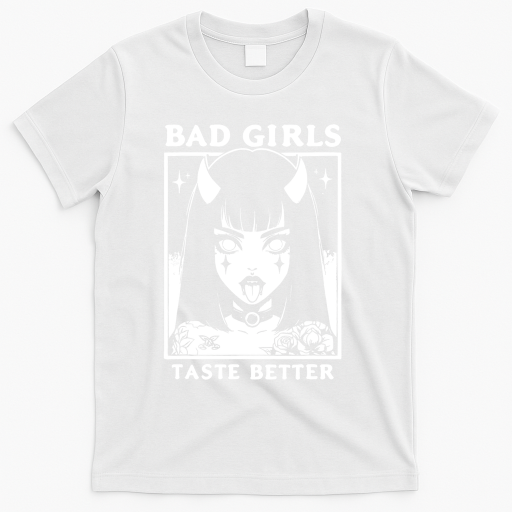 Vintage Bad Girl Taste Better Tattoos Lovers T-Shirt - White