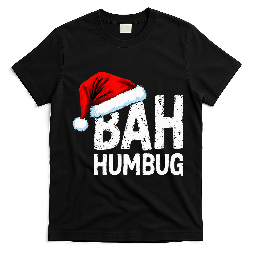 Vintage Bah Humbug Christmas Santa Funny Xmas Party T-Shirt - Black