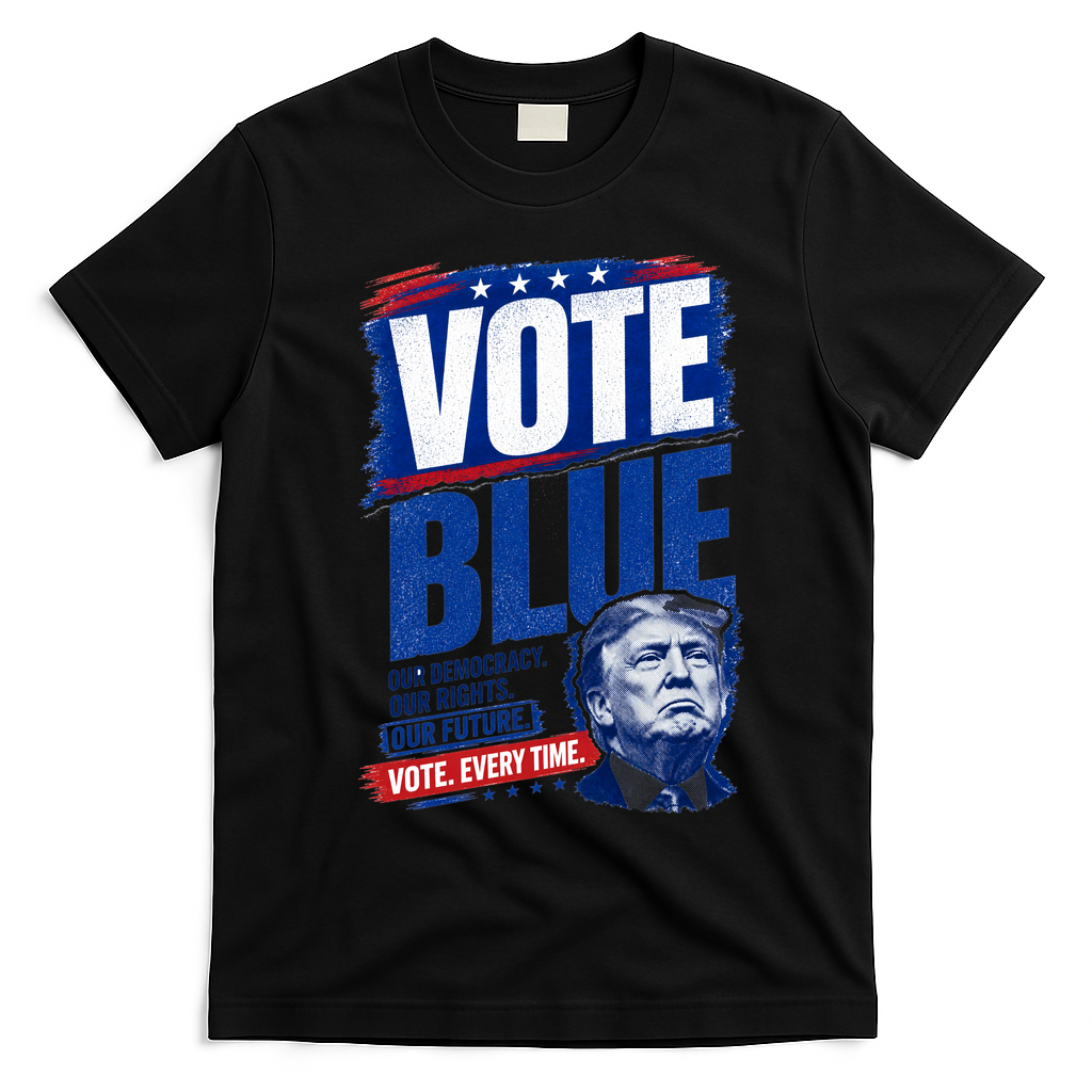 Vote Blue Our Democracy Rights Future Anti Trump T-Shirt - Black