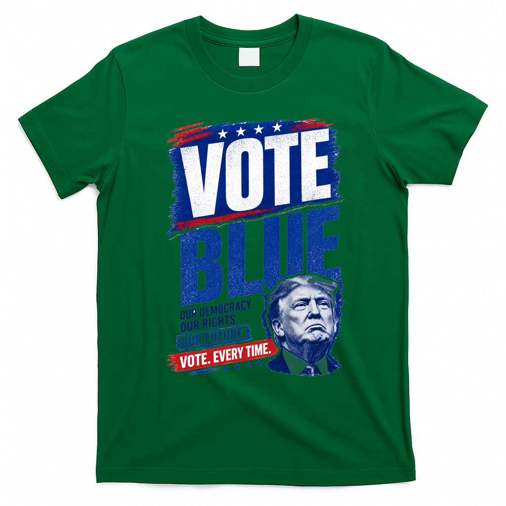 Vote Blue Our Democracy Rights Future Anti Trump T-Shirt - Irish Green