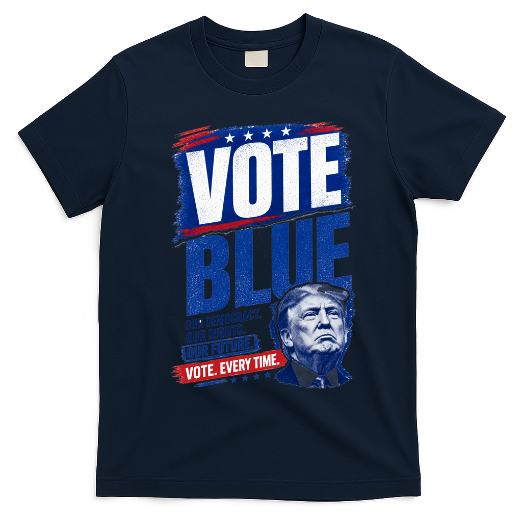Vote Blue Our Democracy Rights Future Anti Trump T-Shirt - Navy Blue