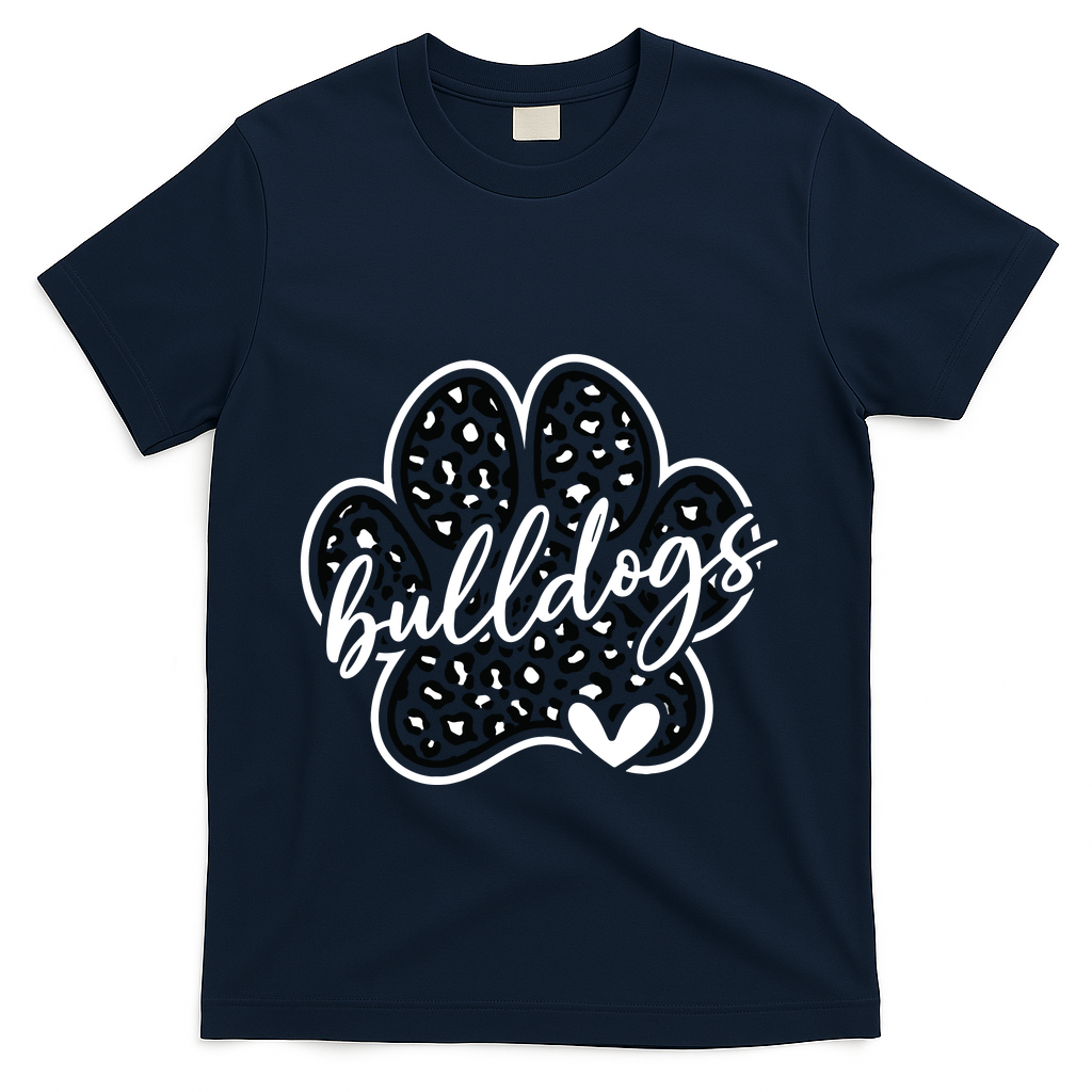 Vintage Bulldogs Team Pride School Spirit Back To School T-Shirt - Navy
