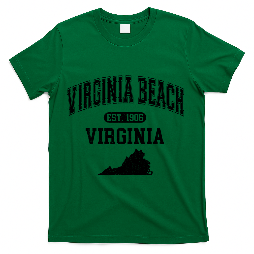 Virginia Beach Virginia Est 1906 Varsity T-Shirt - Green