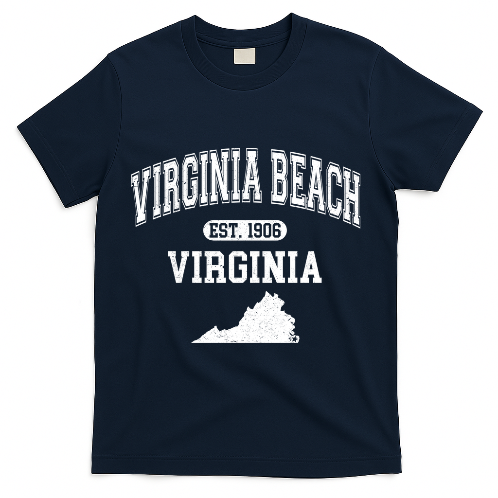 Virginia Beach Virginia Est 1906 Varsity T-Shirt - Navy
