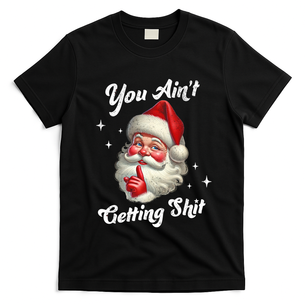 Vintage Christmas Funny Santa Claus T-Shirt - Black