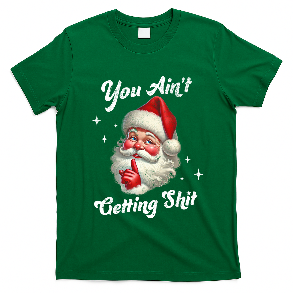Vintage Christmas Funny Santa Claus T-Shirt - Irish Green