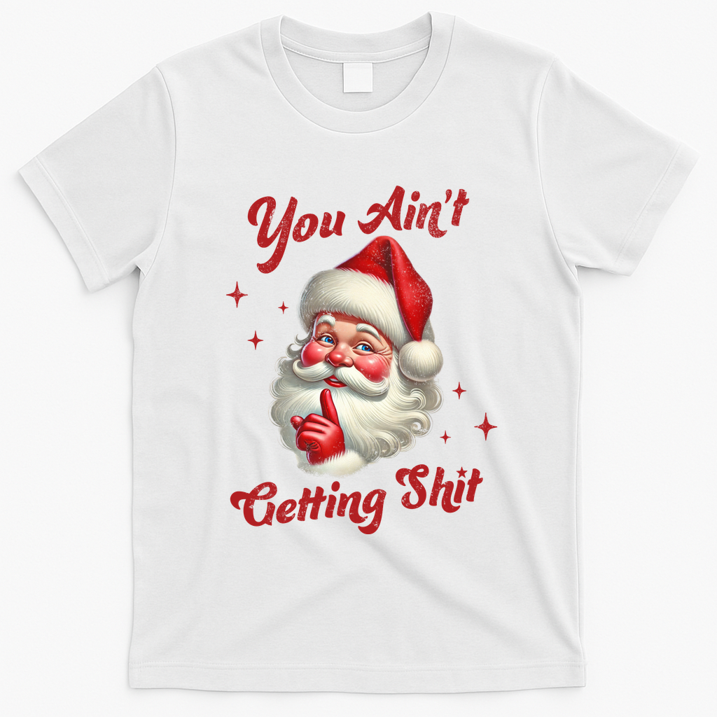 Vintage Christmas Funny Santa Claus T-Shirt - White