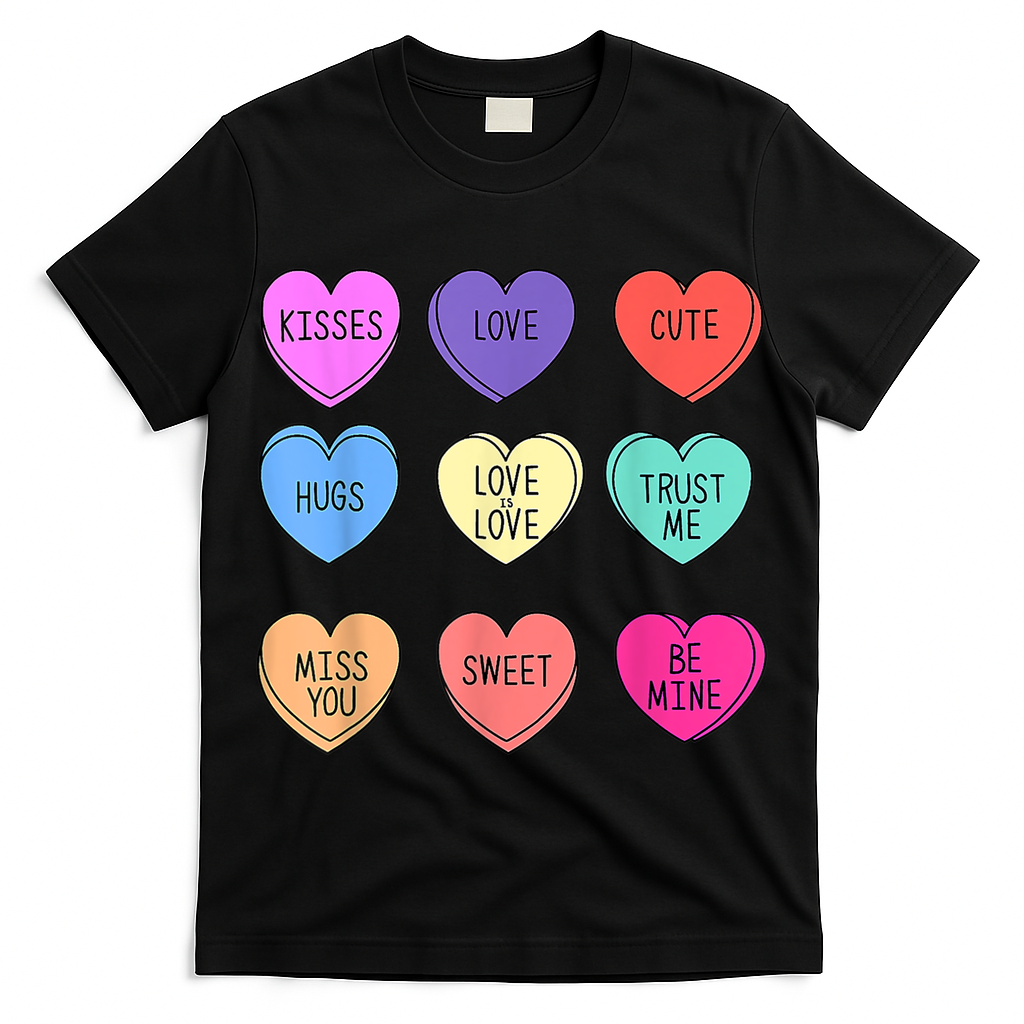 Valentine Conversation Hearts Candy Happy Valentines Day T-Shirt