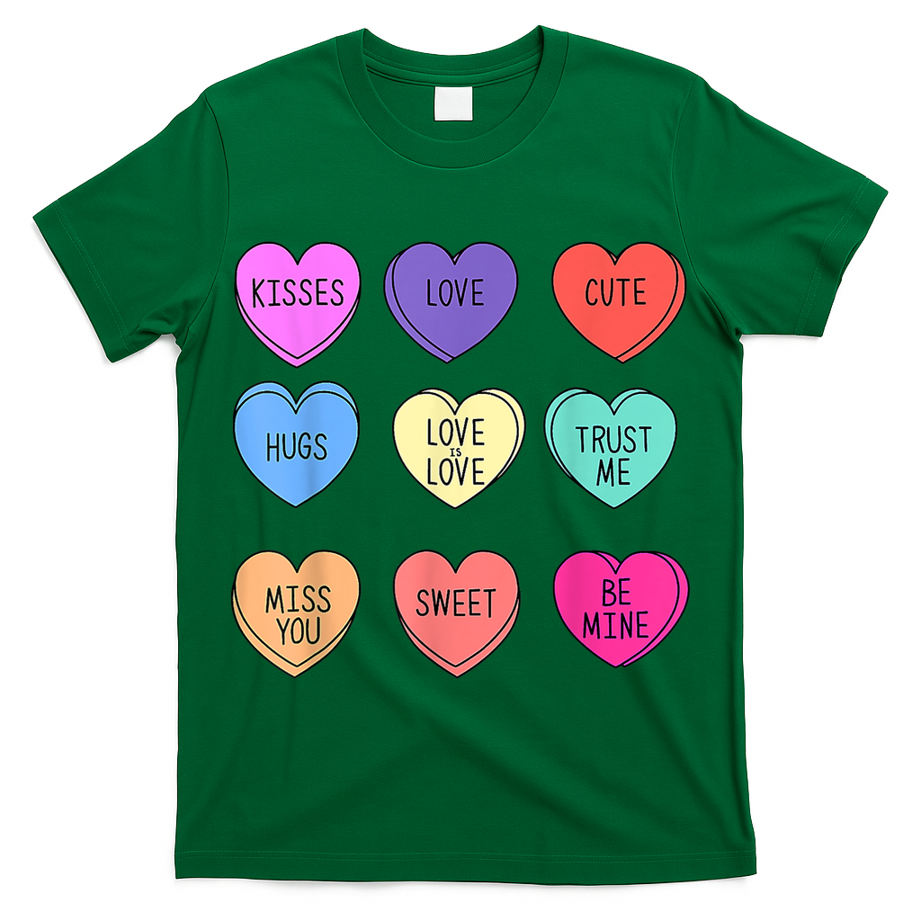 Valentine Conversation Hearts Candy Happy Valentines Day T-Shirt