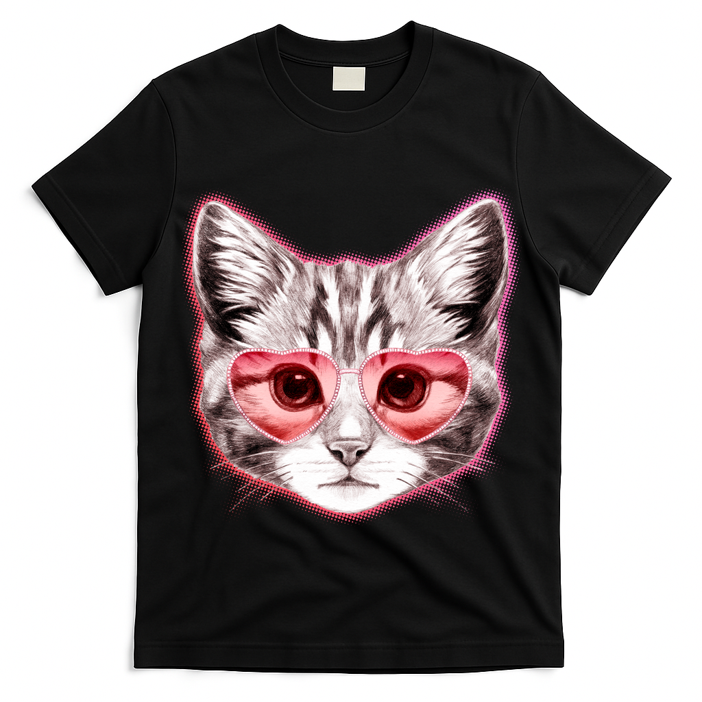 Valentine Cat Love Shades T-Shirt