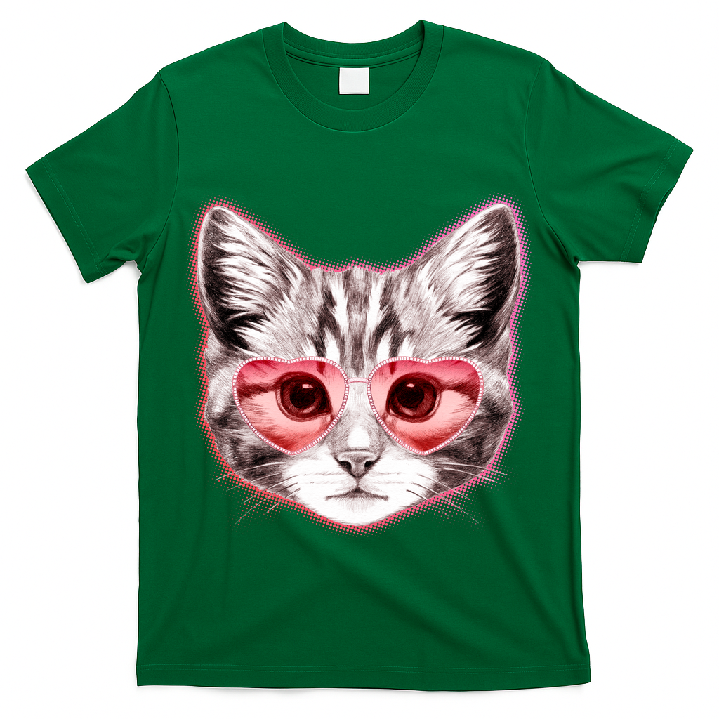 Valentine Cat Love Shades T-Shirt