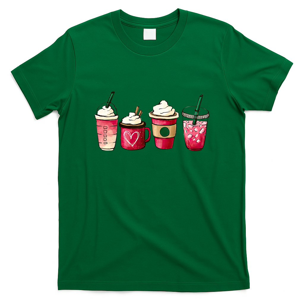 Valentine Coffee Lover Heart Latte Iced Coffee Valentine Day T-Shirt