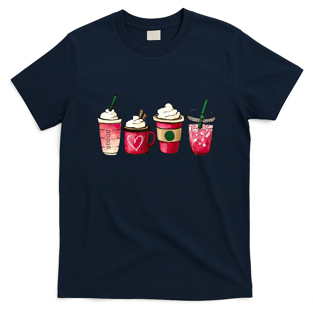 Valentine Coffee Lover Heart Latte Iced Coffee Valentine Day T-Shirt