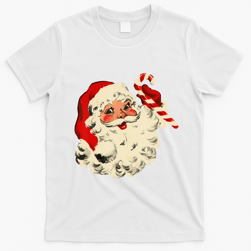 Vintage Christmas Santa Claus Face Funny T-Shirt - White