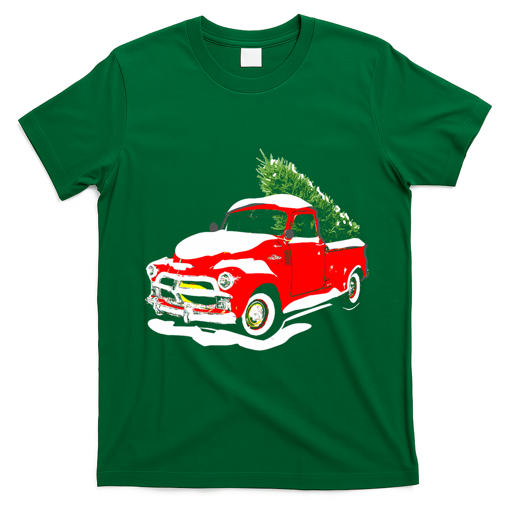 Vintage Christmas Tree Truck Funny Retro Xmas Gift T-Shirt - Irish Green