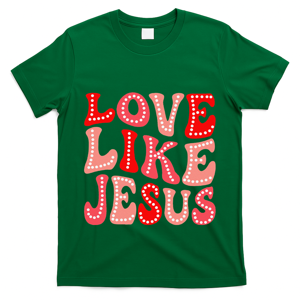 Valentine Day Christian Gift Groovy Love Like Jesus T-Shirt