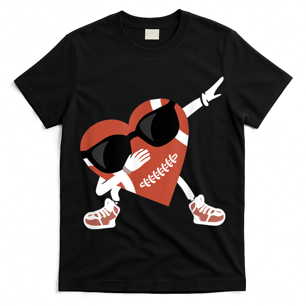 Valentines Day Football Dabbing Heart Footlball Player T-Shirt