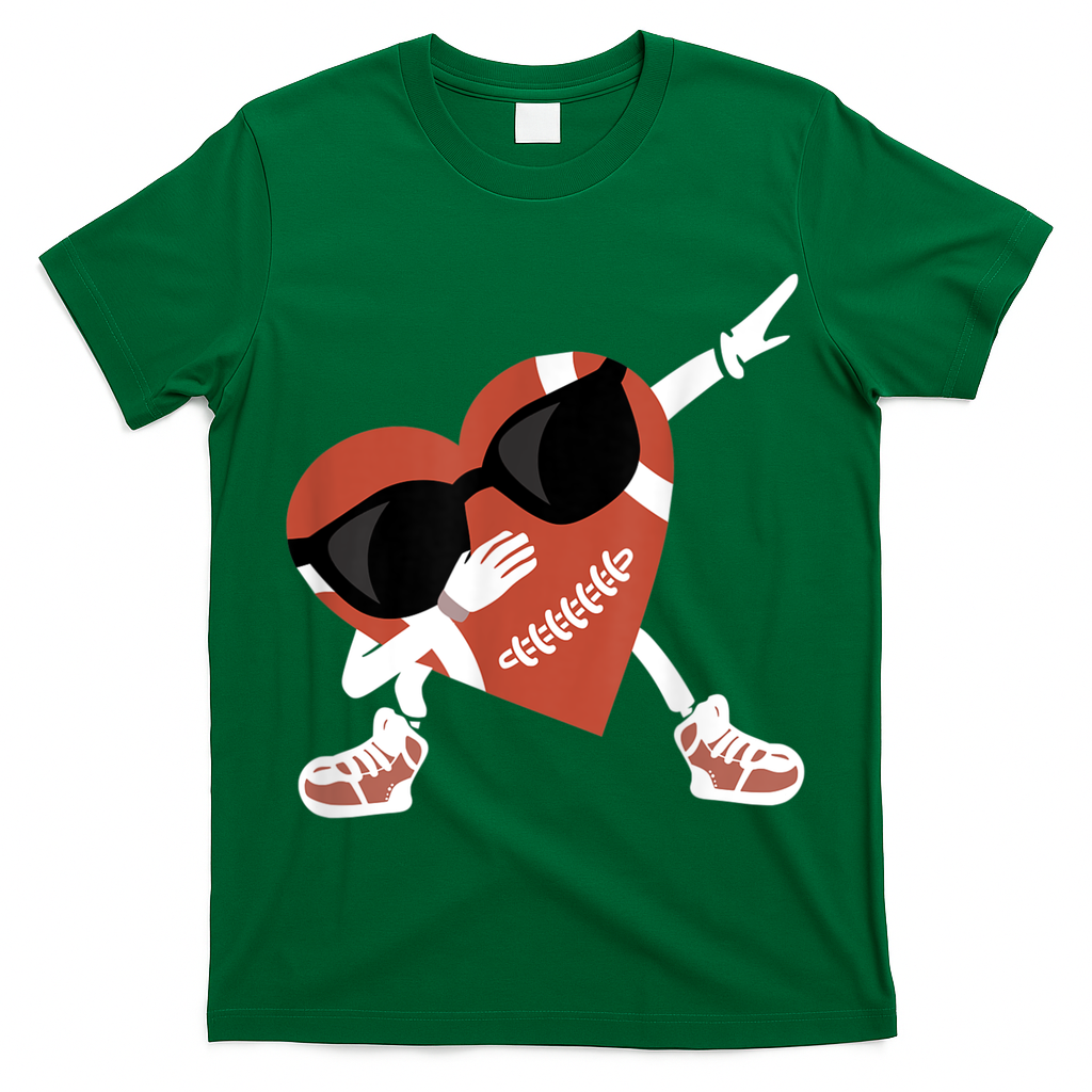 Valentines Day Football Dabbing Heart Footlball Player T-Shirt
