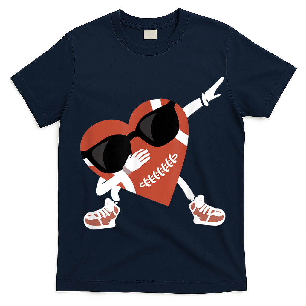 Valentines Day Football Dabbing Heart Footlball Player T-Shirt