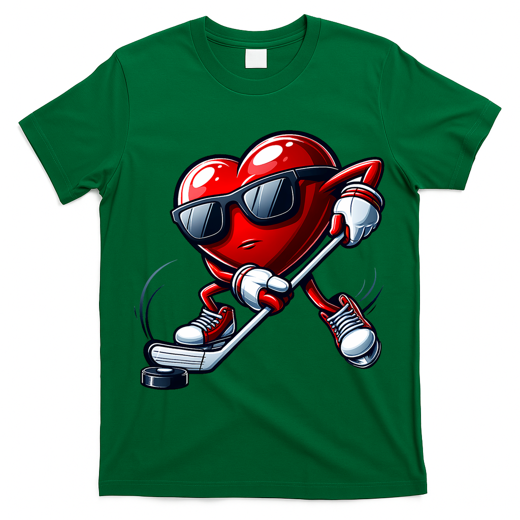 Valentines Day Heart Playing Hockey T-Shirt