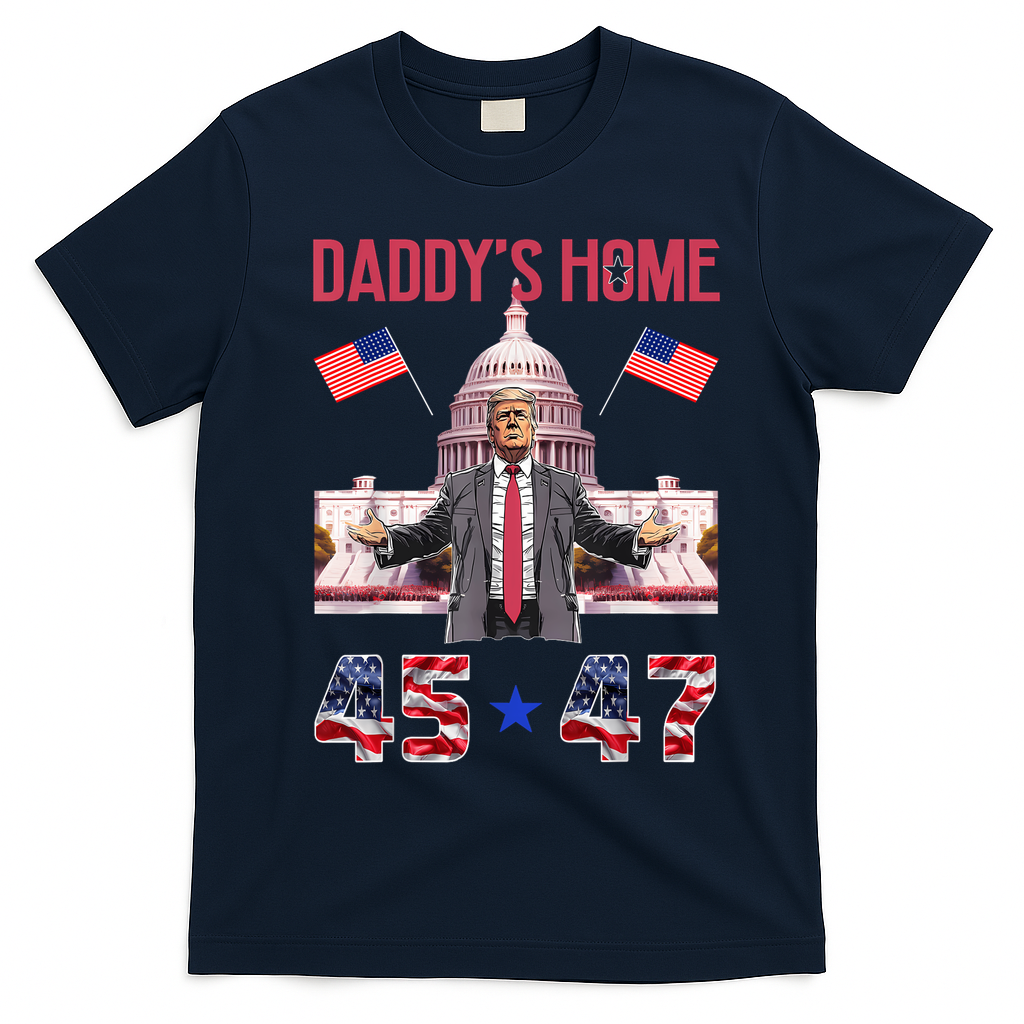 Vintage Daddys Home Trump 4547 Inauguration Day 2025 T-Shirt - Navy Blue