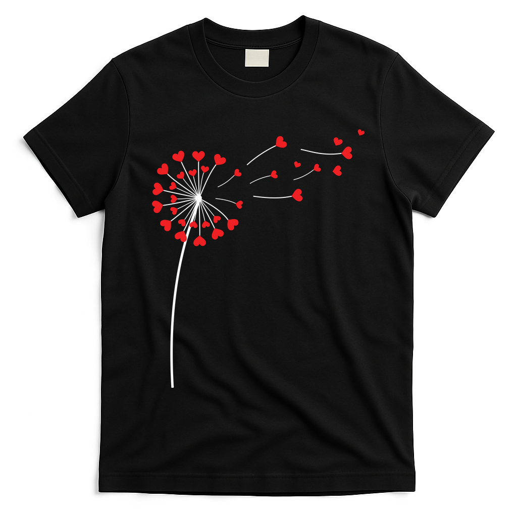 Valentines Day Heart Dandelion Cute T-Shirt