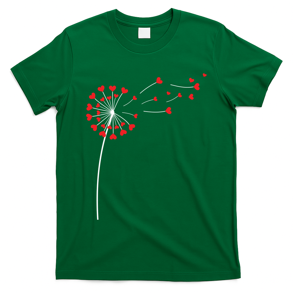 Valentines Day Heart Dandelion Cute T-Shirt