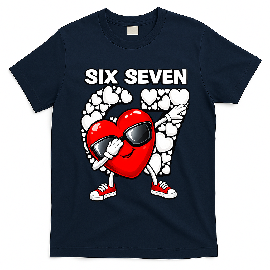 Valentines Day Hearts Dabbing Six Seven 67 Meme T-Shirt